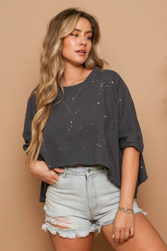 Keep It Chill Oversized Distressed Tee