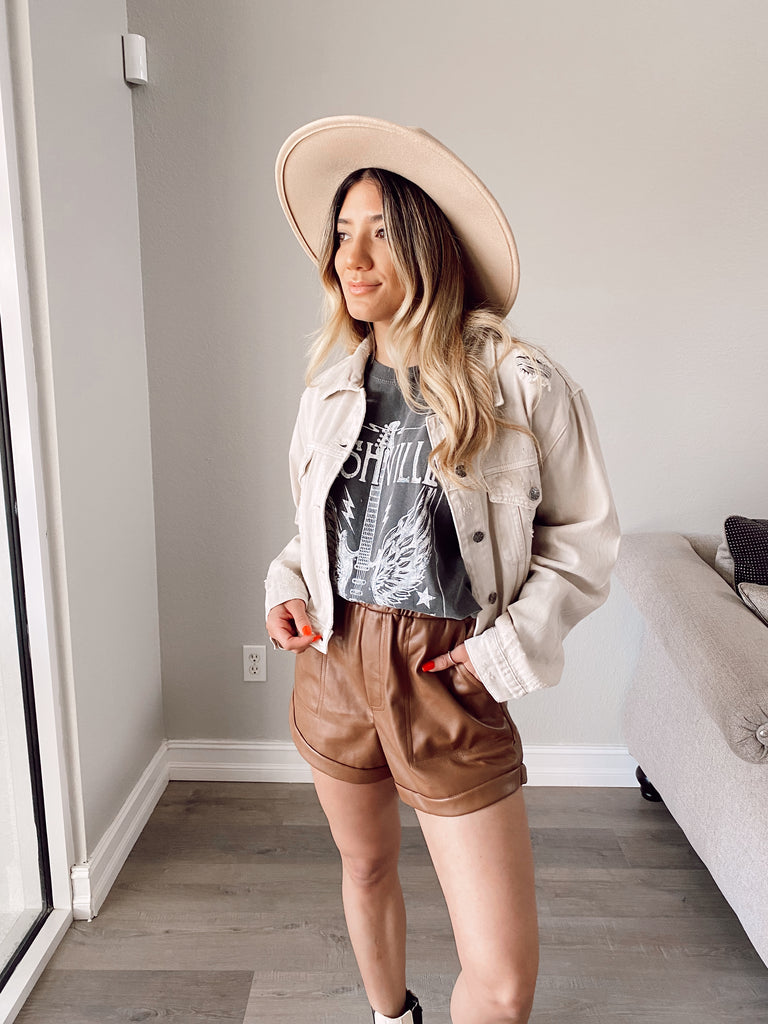 Point Of View Leather Shorts