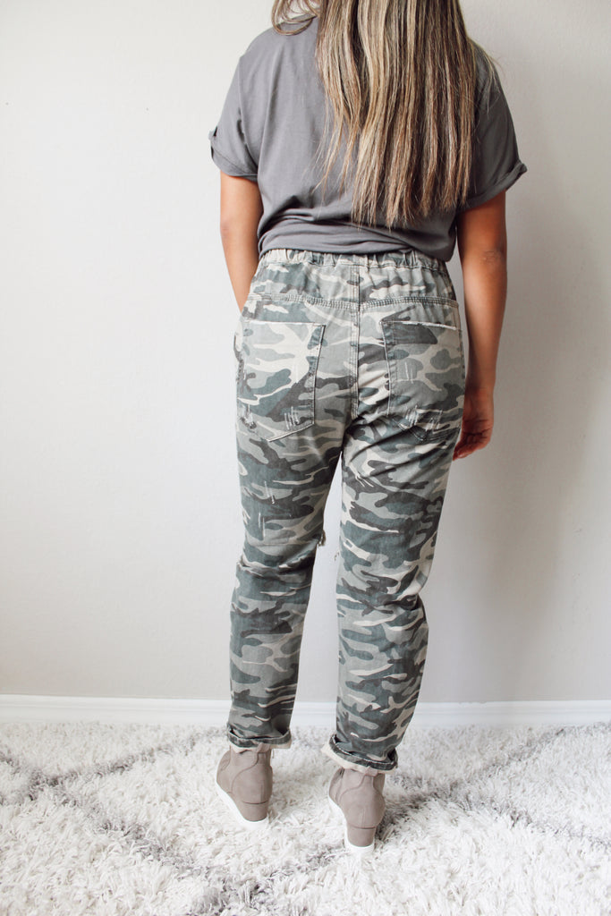 Camo Distressed Pants