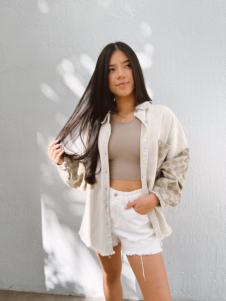 Cruz Denim Shorts - WHITE