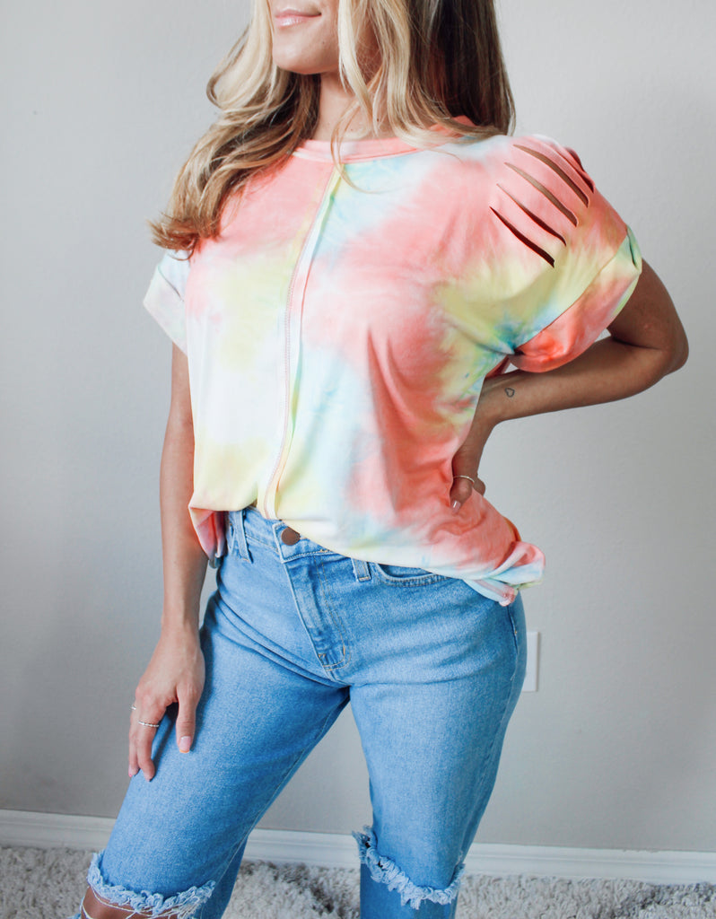 Easy Love Distressed Tee - Pink