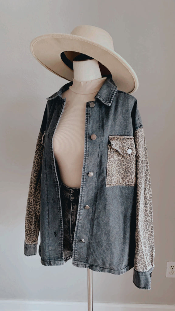 On The Run Leopard Denim Jacket