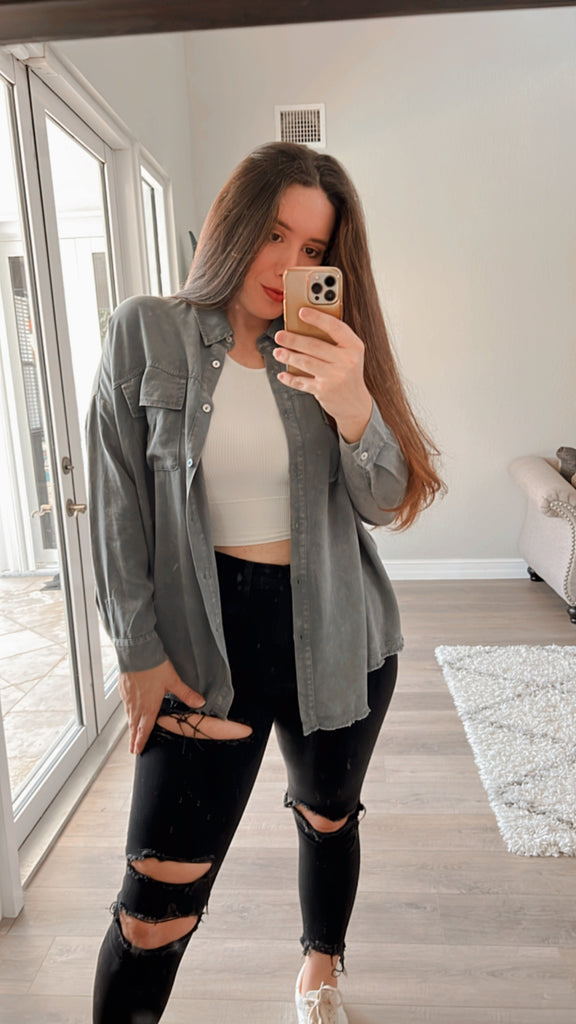 Take Notes Button Down - Charcoal