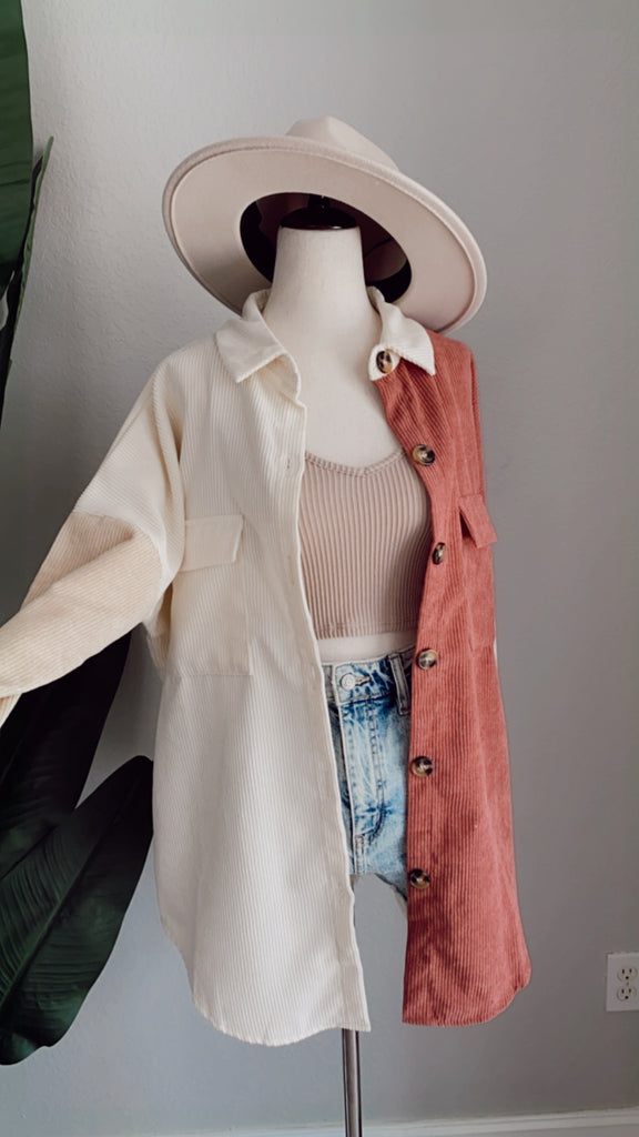 Gemini Corduroy Shacket - MAUVE