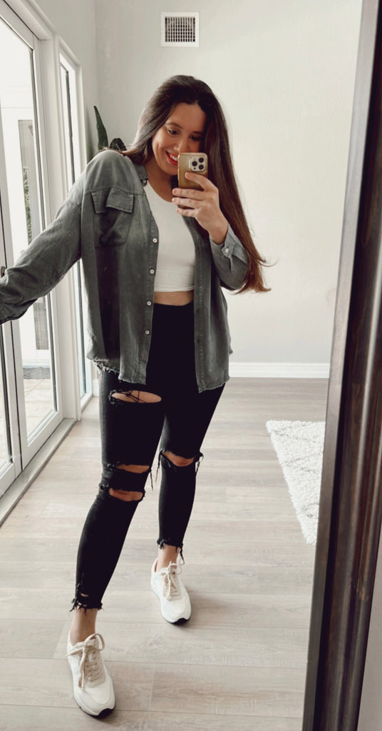 Take Notes Button Down - Charcoal