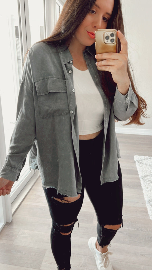 Take Notes Button Down - Charcoal