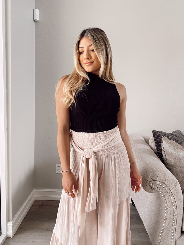 Heatwave Ribbed Crop - BLACK