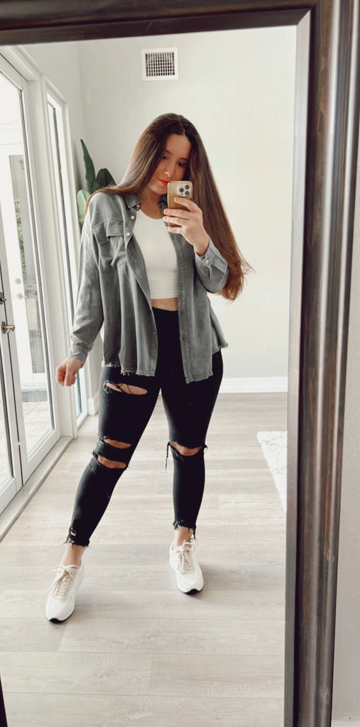 Take Notes Button Down - Charcoal