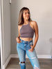 Liz Ribbed Crop - CHARCOAL